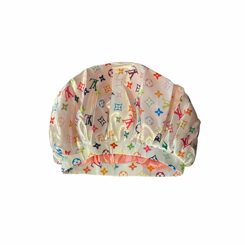 Brown Louis Vuitton designer bonnet. Shower cap/ sleeping cap