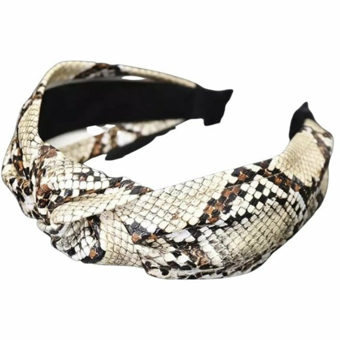 Leather Python Print  Knotted Headband - shop em hair studio (6052639998117)